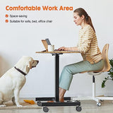 Sweetcrispy Small Mobile Standing Desk, Rolling Laptop Computer Carts, Portable Laptop Desk with Wheels, Adjustable Height Table for Home Office, Rust Brown Sweetcrispy