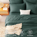 CozyLux Full Size Comforter Sets with Sheets Seersucker 7 Pieces Forest Green Bed in a Bag Textured Luxury Soft Bedding Set with Down Alternative Comforter, Sheets, Pillowcases & Shams for All Seasons CozyLux