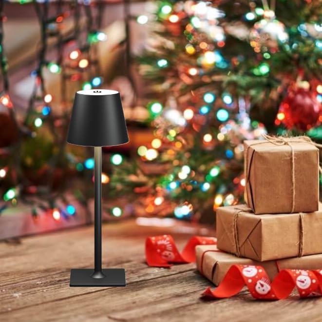 Fizrice Cordless Table Lamp Rechargeable Lamps: 6000mAh Battery Operated Table Lamp Outdoor Waterproof, Touch Control, Portable Wireless Desk Lamp for Dinner/Bedroom/Restaurant(Black 2 Pack) Fizrice