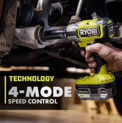 RYOBI P262K1 ONE+ HP 18V Brushless Cordless 4-Mode 1/2 in. Impact Wrench Kit w/ 4.0 Ah HIGH PERFORMANCE Lithium-Ion Battery & Charger - WoodArtSupply