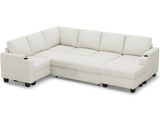 Belffin Sleeper Sofa Modular Sectional Pull Out Couch Bed U Shaped Sofa Couch for Living Room with Storage Chaise. White Belffin