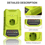 Upgraded 6000mAh P102 & P117 Charger Replacement for Ryobi 18V Battery and Charger Combo Compatible with Ryobi 18V Battery P102 P103 P104 P105 P107 P108 P109 P190(Green) TOPBATT
