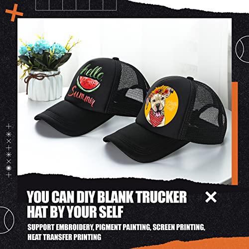 10 Pcs Sublimation Blank Trucker Hats Bulk Mesh Baseball Cap Polyester Mesh Trucker Hat for Men and Women (Black) Tarpop