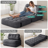 YITAHOME Folding Sofa Bed, Convertible Sleeper Chair with Pillow Foldable Mattress with Back Support, Portable Fold Out Chair Bed Comfy Floor Sofa Lounge for Living Room Bedroom, Dark Grey YITAHOME