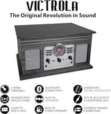 Victrola Nostalgic 6-in-1 Bluetooth Record Player & Multimedia Center with Built-in Speakers - 3-Speed Turntable, CD & Cassette Player, FM Radio | Wireless Music Streaming | Natural Victrola