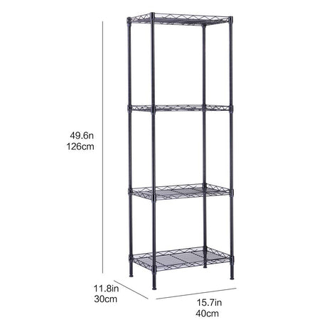 Shyneer 4-Tier Wire Shelving Unit Metal Storage Rack,4-Shelf Shelving Unit, Steel Wire Shelves, Shelving Units and Storage for Kitchen and Garage (17.72 x 11.81 x 49.6'') Black Shyneer