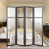 4 Panel Acrylic Room Divider Privacy Screen - Freestanding Frosted Translucent Partition, Lightweight Modern for Home Office Studio (Black, 4 Panels) Svimi
