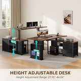 Homiflex 63" L Shaped Standing Desk with 3 Drawers Electric Adjustable Height Desk Corner Standing Desk with Storage Computer Game Desk with Power Outlets Computer Tower Stand for Home Office, Brown Homiflex