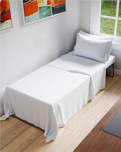 Cot Sheet Set 25” x 75” – Easy-Fit Cot Size Mattress Sheets – Ideal for Narrow Twin, Camper Bunk, RVs, Twin Bunks, Day Care and Camping Cots - Cot Size Fitted Sheet fits 6” to 10” Mattresses – White CGK Unlimited