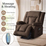 Korser Power Lift Recliner Chair for Elderly with Massage and Heat, Oversized Electric Recliner with Side Pockets, Living Room, Waffle, Brown