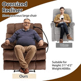 Chizzyseat Manual Adjustable Oversized Recliner Chair with Phone Holder, Extra Large Recliner for Heavy Duty Adults 400lbs, Big Man Recliners for Living Room, Nursery, RV