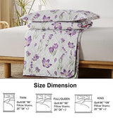 Ycosy Quilt Set King Size Floral Bedspread Coverlet King Quilts Set Bedding Summer Lightweight Floral Quilt Bedding Reversible Quilt Bedspread Plant Green Leaves Purple Flower Home Quilts Collections Ycosy