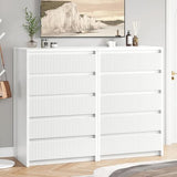 Jocoevol White Dresser 5 Drawer Dresser for Bedroom, Modern Fluted Dresser with Deep Drawers and Mirror, Wooden Dresser Chest of Drawers for Living Room, Hallway, Entryway Jocoevol
