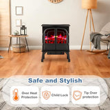 DUMOS Electric Fireplace Heater, 26" Freestanding Two Door Electric Fireplace Stove with 3D Flame Effect & Remote Control, Modern Stove for Home with Safety Features, Adjustable Heat & Timer, Charcoal DUMOS