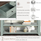 LKTART Solid Wood Console Table Sofa Table with Storage Drawers and Bottom Shelf Entryway Table for Storage Entry Hallway Foyer Sofa Couch Table(48.8" Green) LKTART