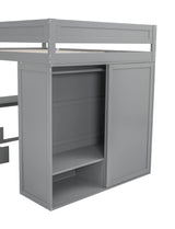 Harper & Bright Designs Gray Full Size Loft Bed with Integrated Desk and Wardrobes Harper & Bright Designs