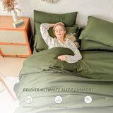 FMLIUY Twin/Twin XL Comforter Duvet Cover Set Olive Green - 7-Piece Bed in a Bag, Festive Gift Double Brushed Micorfiber All-Season Soft Bedding with Sheets & Envelope Pillowcases (68"x88",Twin) FMLIUY
