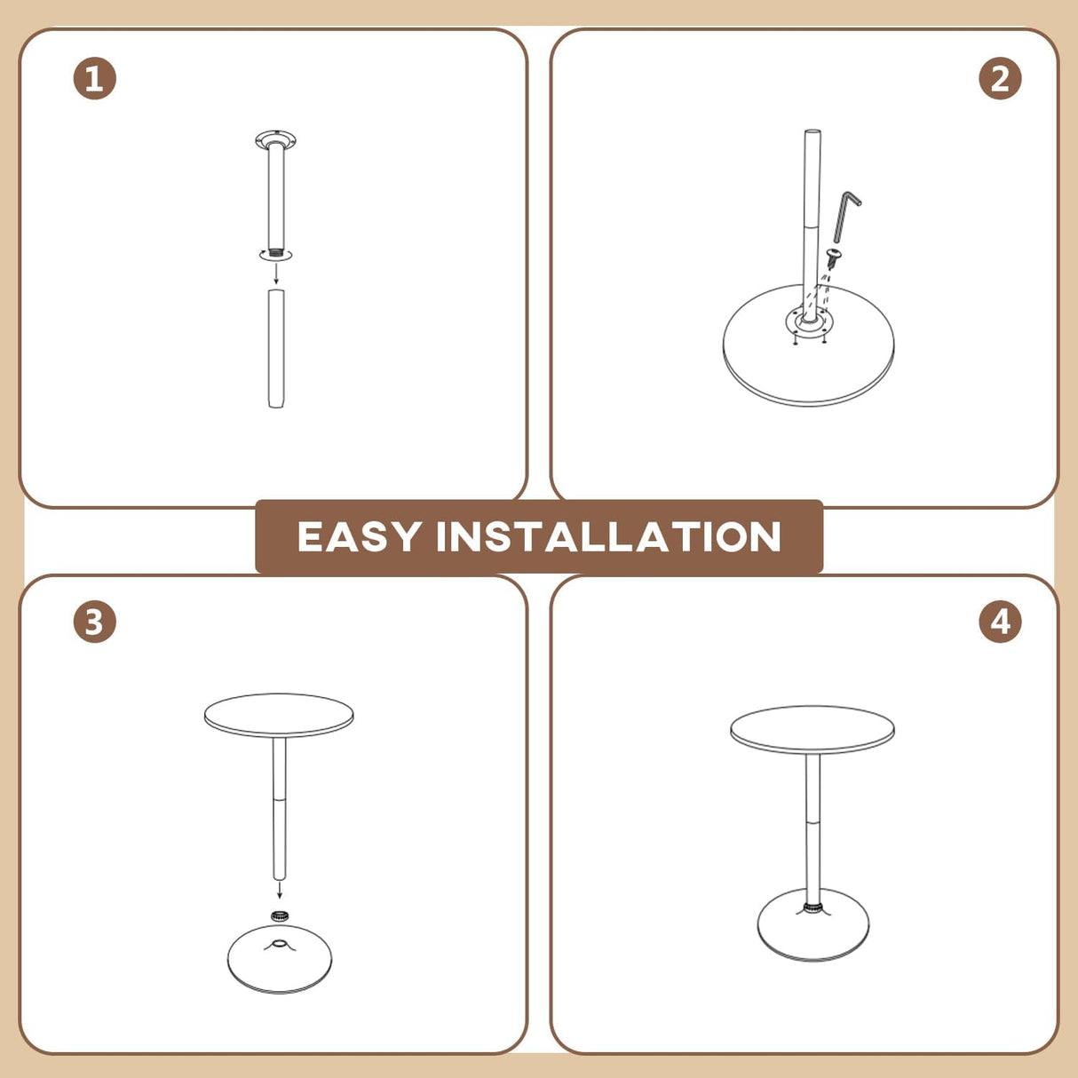 Pazidom Round Bar Table 40" Height Modern High Top Pub Table with Solid Top & Sturdy Metal Base, Cocktail Table for Bistro, Home, Kitchen or Dining Room, White Pazidom