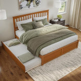 AFI Mission King Solid Wood Platform Bed with Footboard & Twin XL Trundle in Light Toffee AFI