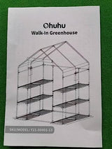 Greenhouse for Outdoors with Screen Windows, Ohuhu Walk in Plant Greenhouses Heavy Duty with Durable PE Cover, 3 Tiers 12 Shelves Stands 4.8x4.8x6.3 FT Plastic Portable Green House with Shelf Clips Ohuhu
