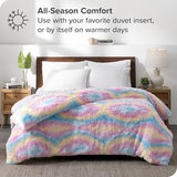 Bare Home Shaggy Fleece Duvet Cover Full Size - Boho Plush Duvet Cover - Super Soft & Luxury - Hidden Zipper Closure - All Season Bedding (Full, Multi Tie-Dye) Bare Home