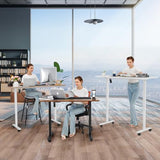 Legooin Electric Standing Desk, 55x24in Adjustable Height Computer Desk with Wheels, Sit-Stand Desk with Charging Station, 2 USB Ports, 3 Power Outlets, Spacious Workstation for Home Office(Black) Legooin