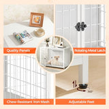 MAHANCRIS Dog Crate Furniture with Cushion, Wooden Dog Kennel with Double Doors, Heavy Duty Dog Cage for Small/Medium/Large Dogs, Indoor Dog House End Table, 39.4" L, White DCBW10701 MAHANCRIS