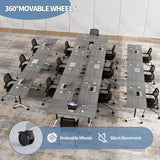 Conference Table, Folding Conference Room Tables with Silent Wheels, Foldable Modular Training Table, Modern Rectangle Seminar Meeting Tables for Office, Boardroom (4, Grey, 55.1) JNMDLAKO