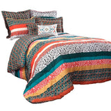 Lush Decor Boho Striped Reversible 7 Piece Comforter Bedding Set, King, Turquoise & Tangerine Lush Decor