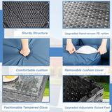 Shintenchi 5 Pieces Outdoor Patio Sectional Sofa Couch, Silver Gray PE Wicker Furniture Conversation Sets with Washable Cushions & Glass Coffee Table for Garden, Poolside, Backyard (Aegean Blue) Shintenchi