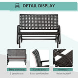 Outsunny Dark Grey 2-Person Outdoor Wicker Glider Bench with Extra Wide Seat Outsunny