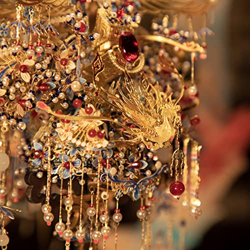 MU Phoenix Crown 3D Metal Puzzles, Chinese Ancient Gemmy Coronet Model Kits Building for Adult, Birthday Wedding Gift Home Decoration