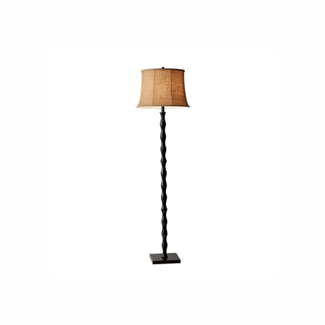 Adesso 1523-01 Stratton Floor Lamp, 62 in., 2 x 150 W Incandescent/CFL, Black/Brown, 1 Black Lamp Adesso