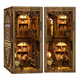 THRIVINGIVAN Book Nook Kit for Adult Miniature Model Build Dollhouse Kit 3D Wooden Puzzle with Sensor Led Light for Bookshelf Bookend Decor Adults Teen Craft(Classical Book Collection Room), 1Pack