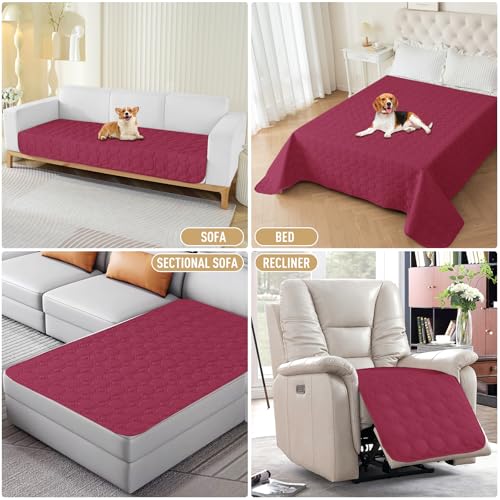 ZNSAYOTX Ultimate Cozy Blankets (30"x70") 100% Waterproof Sofa Mat Blanket for Dog Pets, Bed Couch Protector with Non-Slip Back Washable Durable, Pee Scratch Proof Easy to Clean (Wine Red) ZNSAYOTX