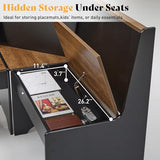 AMERLIFE 3-Piece Breakfast Nook Dining Set, L-Shaped Corner Bench with Hidden Storage, Space-Saving Kitchen Table Set for Small Spaces, Black & Oak AMERLIFE