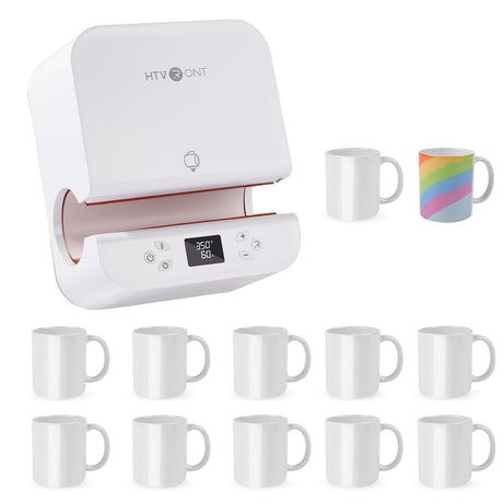HTVRONT Auto Tumbler Heat Press Machine with 12pack Sublimation Mugs Blanks 11 oz HTVRONT