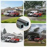 20x20 FT Metal Carport with Updated Roof & Enhanced Base, Heavy Duty Canopy Carport Garage, Vertaile for Car, Truck, Boat, Tractors, Party, Grey Wisteria Lane