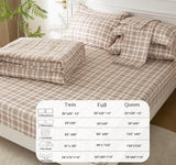 SDY 7PCS Brown Plaid Bedding Set Twin Size, Super Soft Microfiber Gingham Comforter and Sheet Set for Kids Boys Girls 1*Comforter,1* Flat Sheet, 1*Fitted Sheet,2*Pillowcases and 2*PillowcaseShams SDY