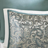 Madison Park 24 Piece Faux Silk Paisley Queen Comforter Set with Matching Curtains, Down Alternative Hypoallergenic - Teal, Queen (90 in x 90 in) Madison Park