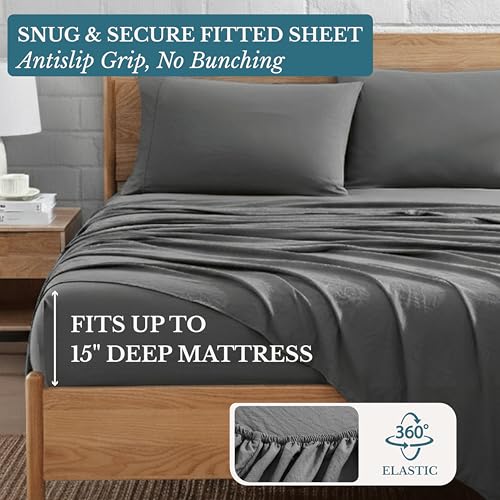 Casa Platino Luxury Bed Sheet Set – Ultra-Soft, Pre-Washed, Cozy and Breathable, 100% Brushed Premium Microfiber with Deep Pockets for a Secure Fit – Twin, Charcoal Casa Platino