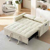 Anwick 3 in 1 Convertible Sofa Bed, Pull Out Couch Bed with Reclining Backrest and 2 Pillows, 54" Full Size Loveseat Sleeper Sofa Futon Couches Bed for Small Spaces, Living Room (Corduroy, Beige) Anwick