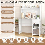 Tangkula Computer Desk with Hutch, Home Office Desk with Raised Display Shelf & 2 Open Shelves, Cabinet with Door, Cable Management Holes, Modern Laptop PC Desk, Study Writing Desk for Bedroom Tangkula