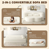 78" Twin Size Convertible Folding Sleeper Sofa Bed, Modern Corduroy Futon Sofa Bed with Pillow, Foam Mattress Loveseat Cloud Couch, No Assembly Floor Couches for Living Room, Playroom, Apartment Beige extrasleep