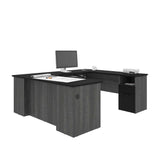 Bestar Norma U or L-Shaped Desk, 71W, Black & Bark Gray Bestar