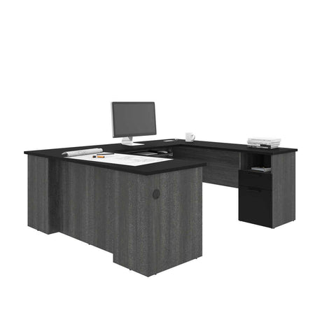 Bestar Norma U or L-Shaped Desk, 71W, Black & Bark Gray Bestar