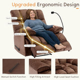 Cooexult Oversized Recliner Chair for Living Room, Extra Wide Manual Recliner for Big Man, Soft Velvet Fabric Recliner Sofa with Phone Holder for Living Room, Bedroom and Home Theater, Brown