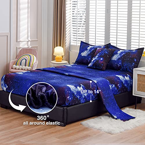 A Nice Night Galaxy 6Pcs Bedding Sets Outer Space Comforter Bed in a Bag 3D Printed Quilt,for Children Boy Girl Teen Kids,Full 6Pcs A Nice Night