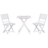 Outsunny 3 Piece Bistro Set, Wood Folding Outdoor Furniture with Table & Chairs for Backyard & Balcony, Square, White Outsunny