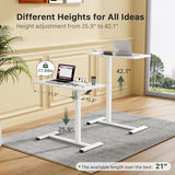 Gibbon Mounts Mobile Standing Desk, Pneumatic Adjustable Rolling Desk(31.5 Inches), Portable Laptop Desk with Wheels, Overbed Bedside Table Laptop Table for Couch, Home, Office, White Gibbon Mounts